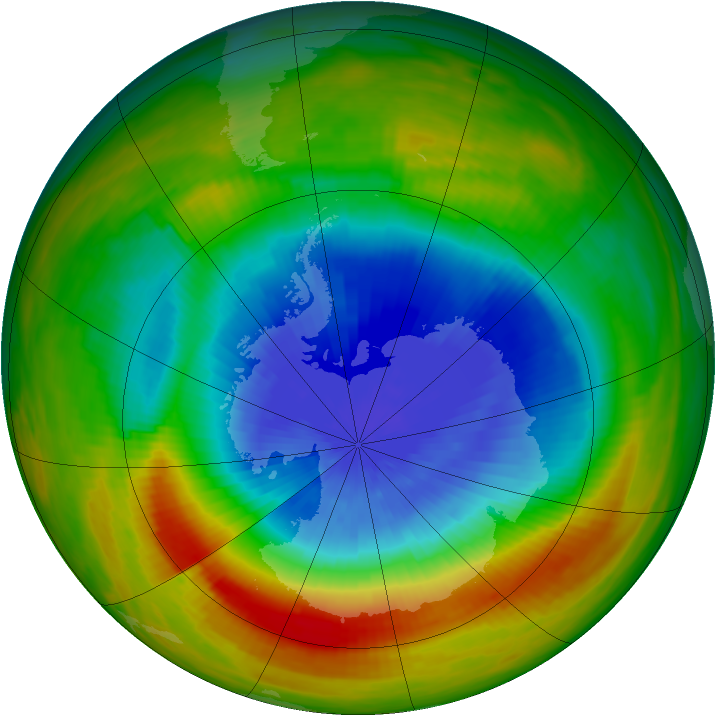 Antarctic ozone map for 09 October 1983